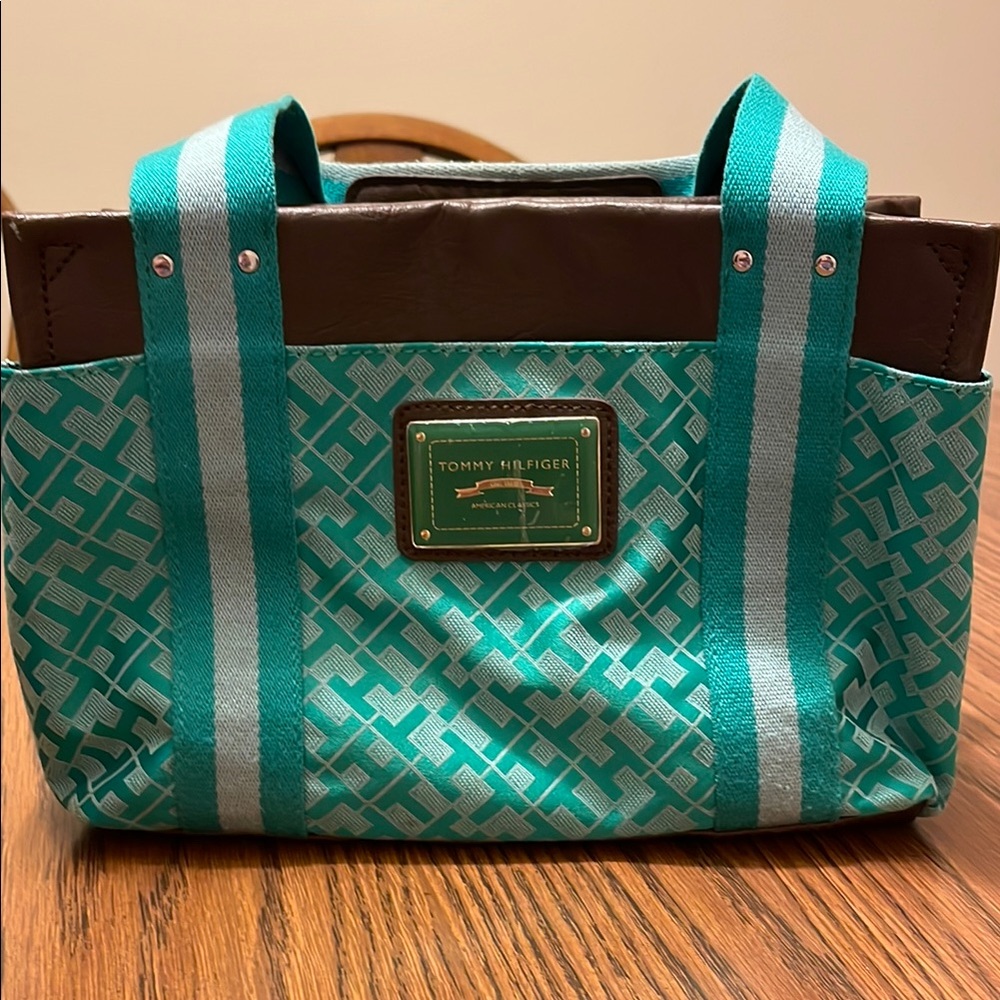 Tommy Hilfiger Blue and Brown Mini Bag
